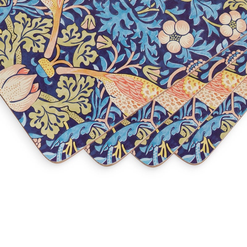 Pimpernel Morris & Co Strawberry Thief Blue Placemats, Set of 4 - Stain Resistant & Heat Safe Fabric-Feel Table Mats with Birds & Botanical Pattern for Stylish Dining & Entertaining - Image 2